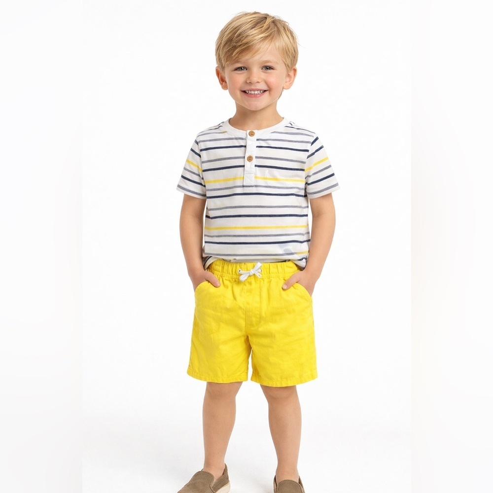 Tommy Bahama Boys Yellow Shorts & Striped Shirt Set 4T Summer Outfit